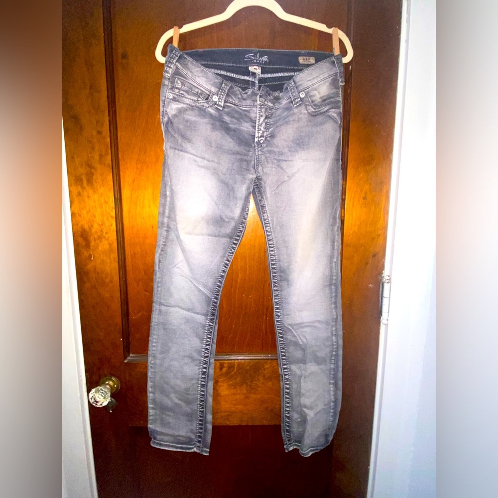 Vintage Distressed Silver Jeans - Pixie Women’s Low Ride Skinny size W30 L29